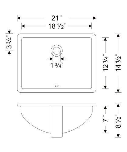 Wells Sinkware RTU2115-7W Wells Sinkware Rhythm Series 14.5'' Ceramic Rectangular Bathroom Sink with Overflow