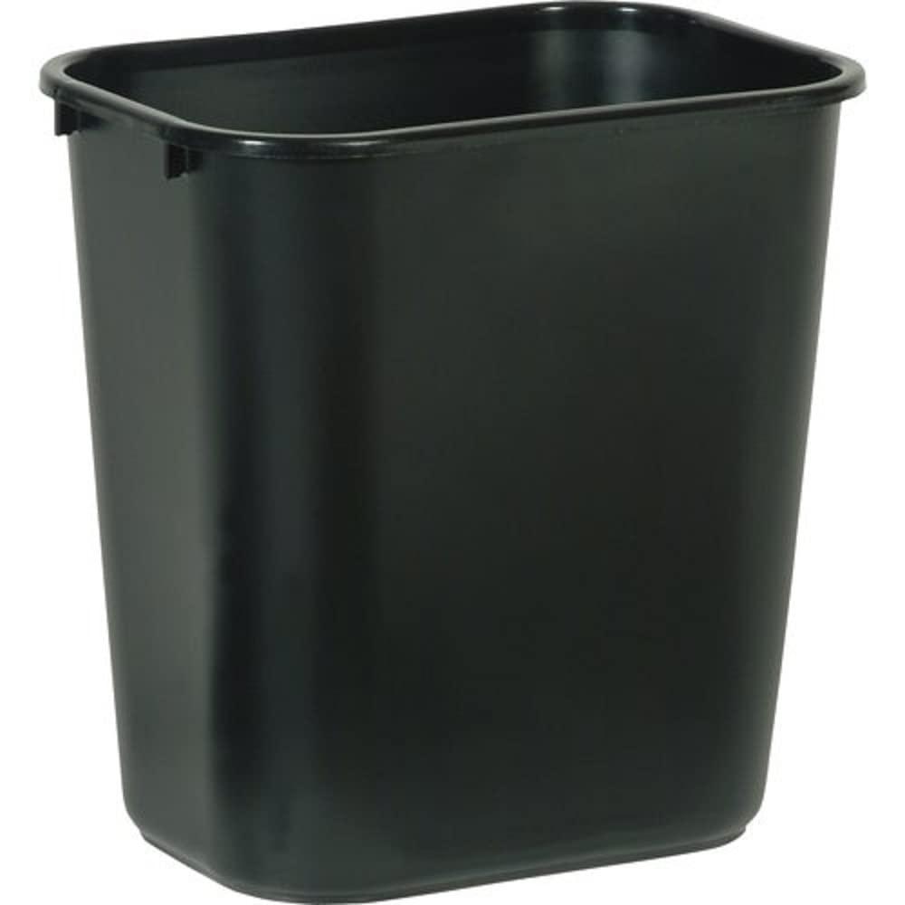 Black Rectangular Plastic Office Wastebasket