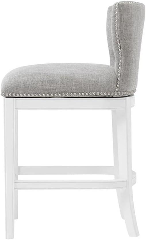 Miranda Swivel Counter Height Barstool White - Alaterre Furniture: 36in, Upholstered, Rubberwood Frame