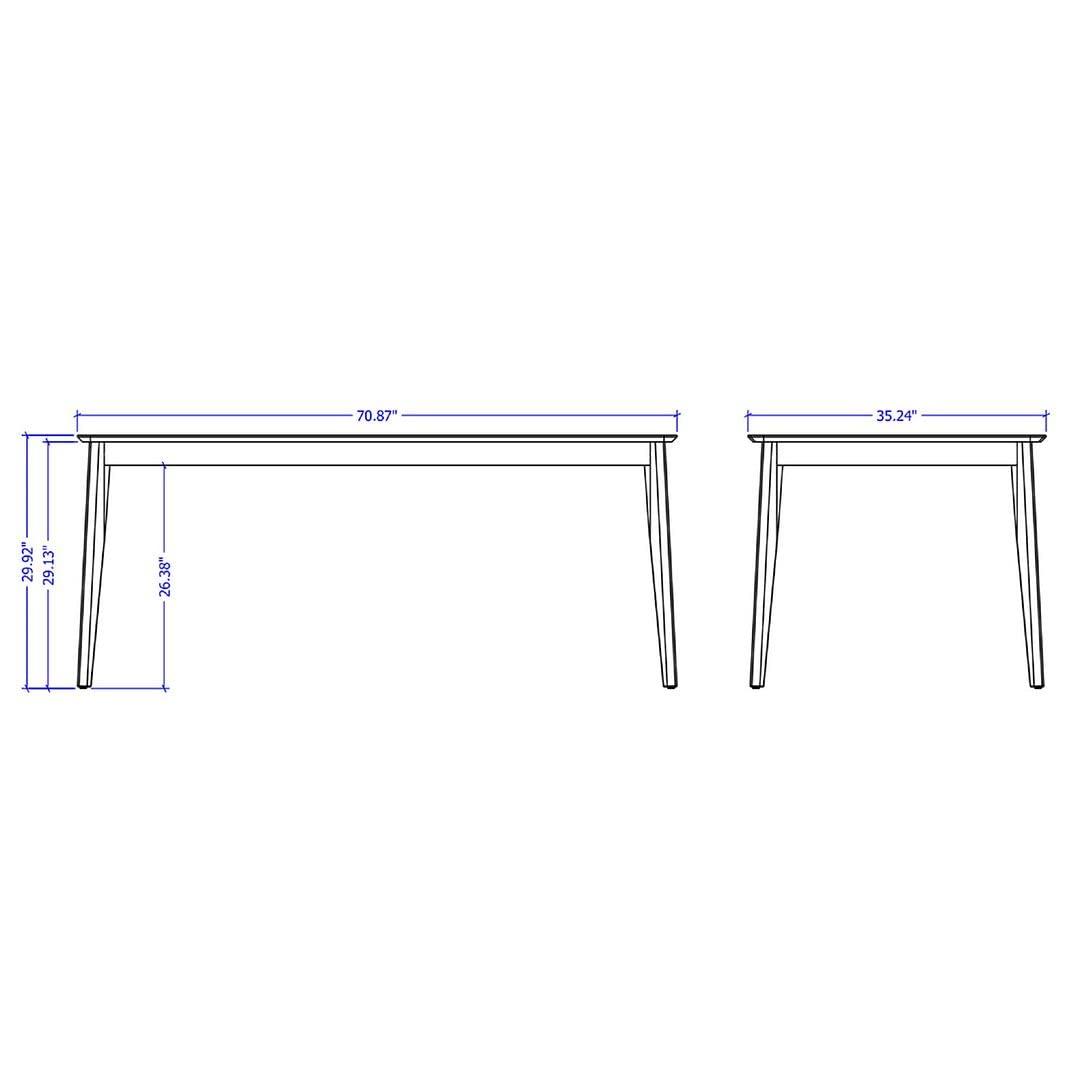 70.86" Tudor Dining Table Black - Manhattan Comfort: Mid-Century Style, Seats 6
