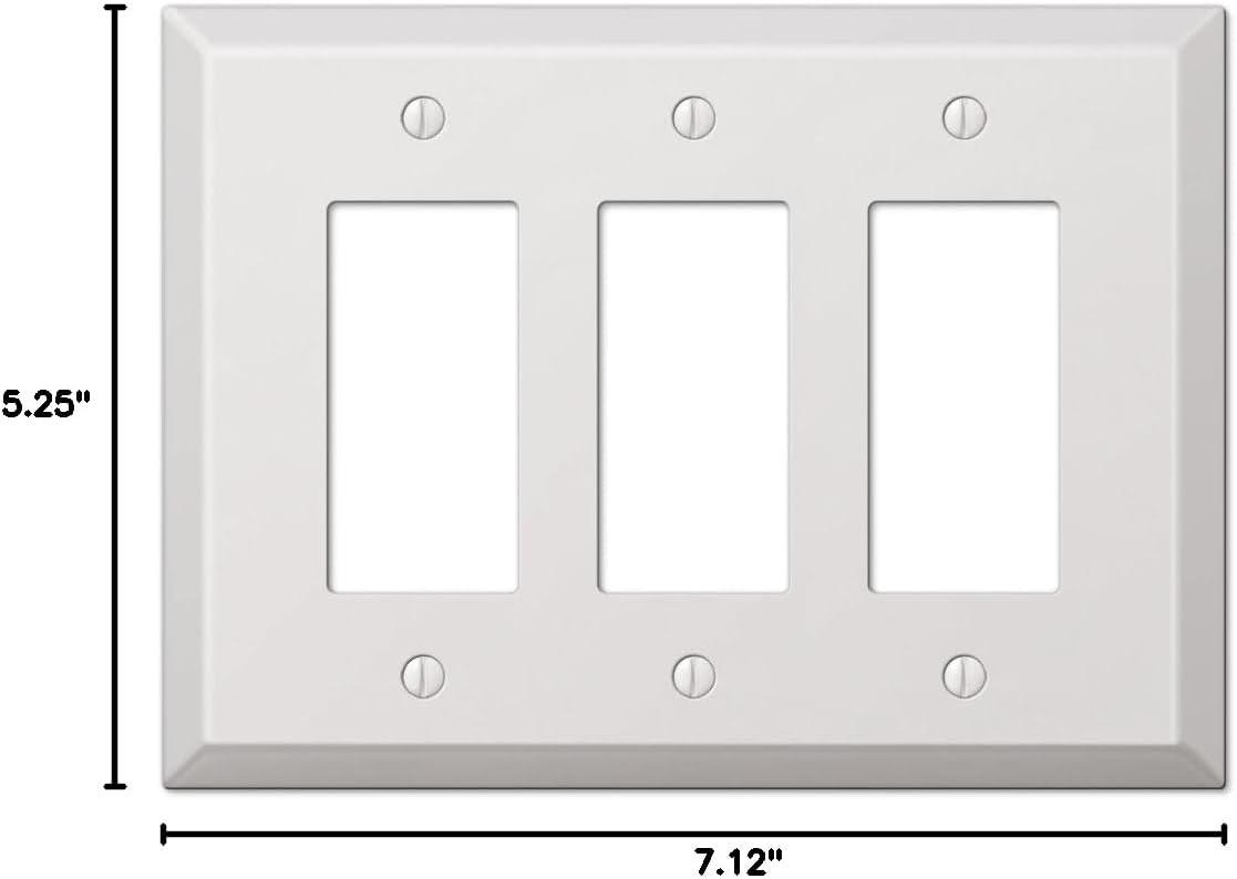 Amerelle 463RRRW Oversized Wallplate, 3 Rocker, Steel, White, 1-Pack