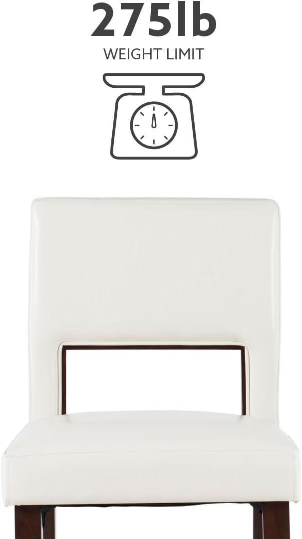 Linon 24" Vega Padded Back and Seat Faux Leather Counter Height Barstool Hardwood White: Rubberwood Legs, Polyurethane Upholstery