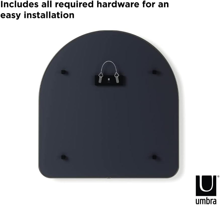 34" x 36" Hubba Arched Mirror Metallic Titanium - Umbra: Modern Oval Wall Mount, No Assembly, Steel Frame