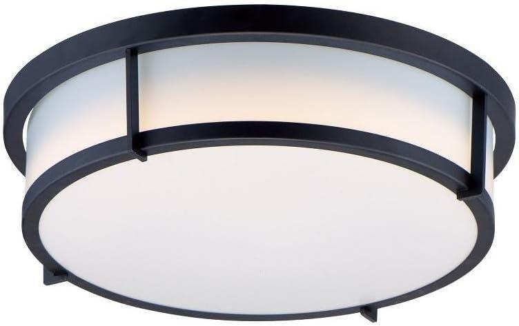 Rogue 13" Black and White Steel-Acrylic Flush Mount with Dimmable LED