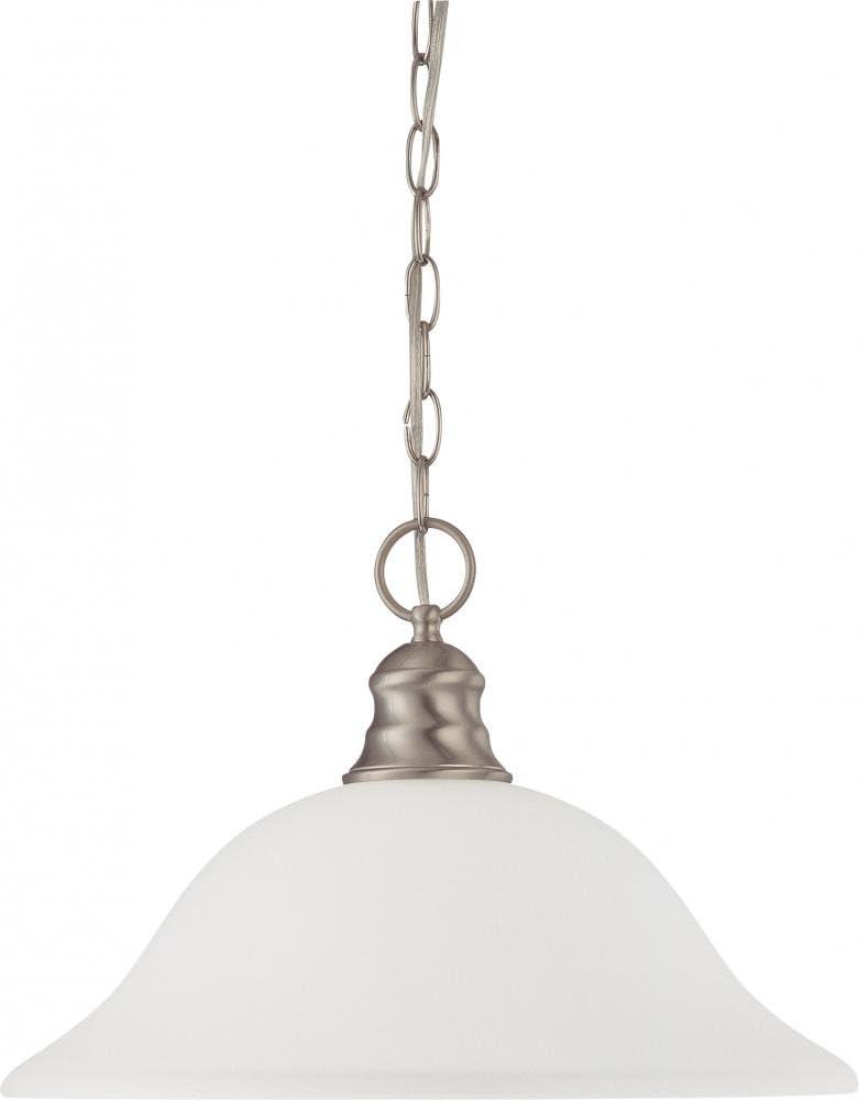 Elegant Brushed Nickel 16" Dome Pendant Light with Frosted Glass