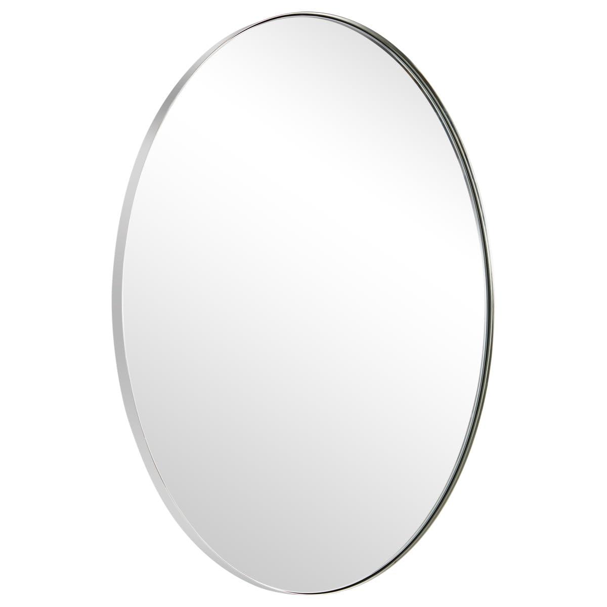 ANDY STAR Polished Chrome Oval Mirrors for Bathroom, 24x36 Inch Silver Stainless Steel Metal Framed Oval Wall Mirror, Modern Vanity Mirror Wall Mount Horizontal or Vertical