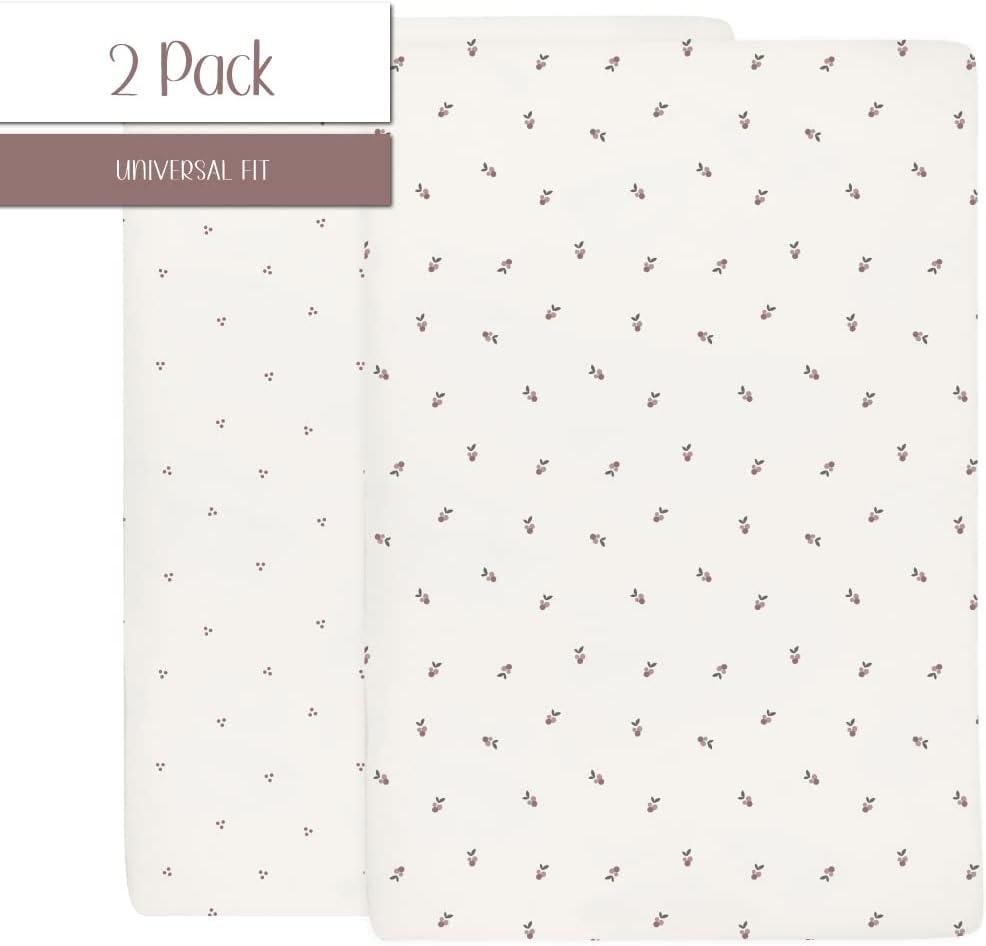 Ely's & Co. Waterproof Crib Sheets -Berry and Cluster Dot Blue 2 Pack