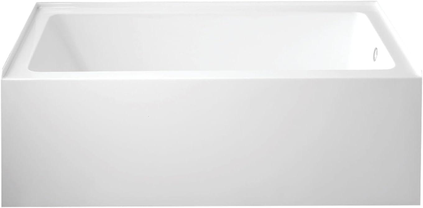 Kingston Brass Aqua Eden 60-Inch Acrylic Rectangular 3-Wall Alcove Tub with Anti-Skid Surface