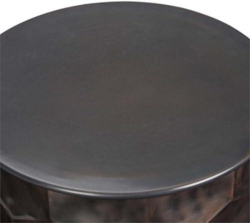 Simpli Home Whitney 17"W Metal Industrial End Table with Storage and Honeycomb Design, Assembled