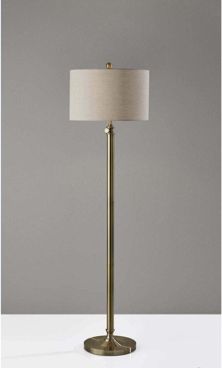 Barton Floor Lamp Antique Brass - Adesso: Modern Adjustable Height, Metal Body, Polyester Shade