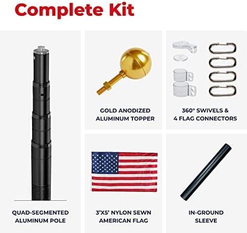 21 ft Bronze Telescopic Flagpole Kit with American Flag