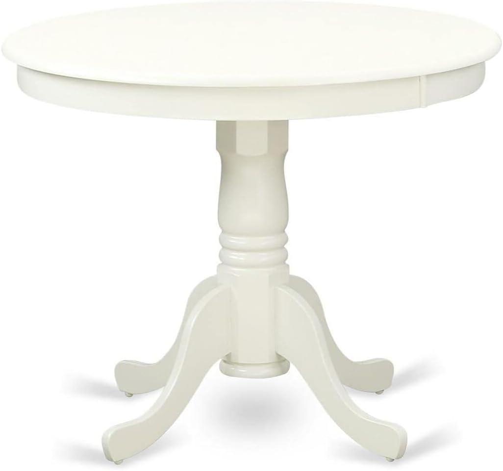 Contemporary Round Oak Pedestal Dining Table in Linen White