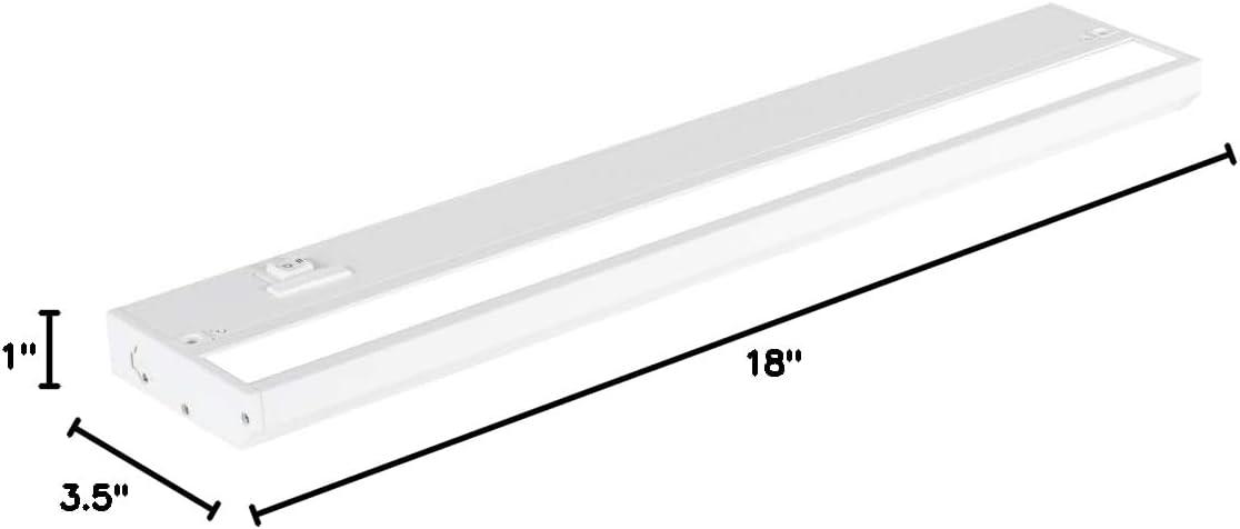 18-Inch White LED Under Cabinet Task Light with Adjustable Color Temperature