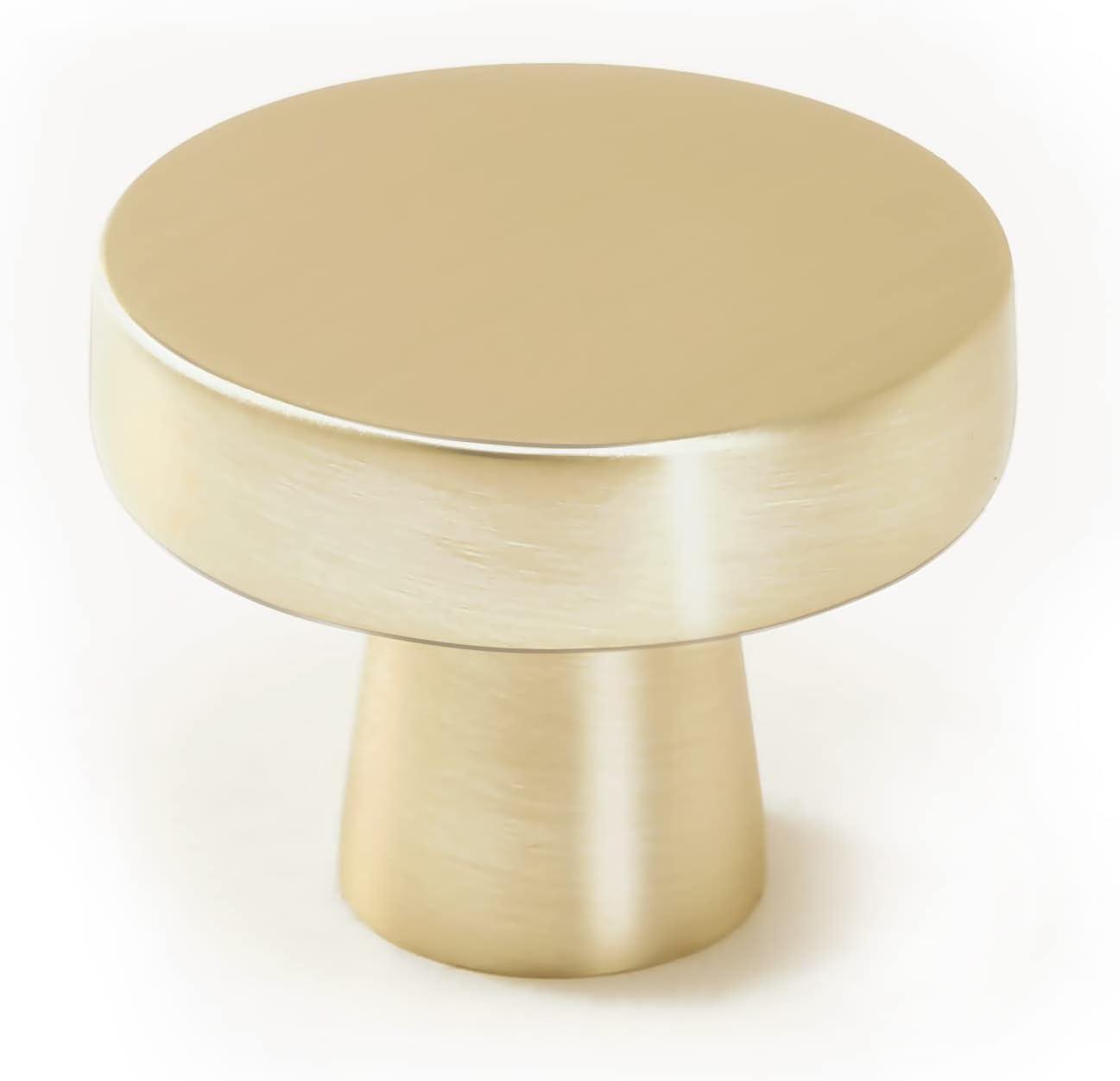 Brushed Brass Round Knurled Cabinet Knob Set