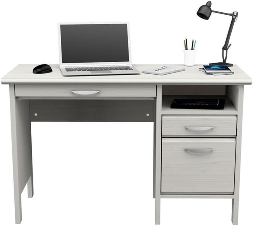 Inval Laminate Computer Desk with 2 Drawers and Open Storage, Washed Oak