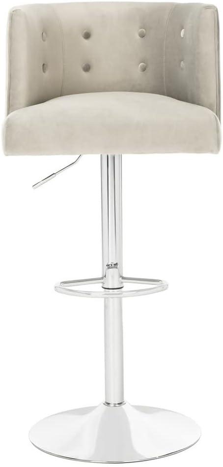 Transitional Adjustable Swivel Bar Stool in Light Gray Wood