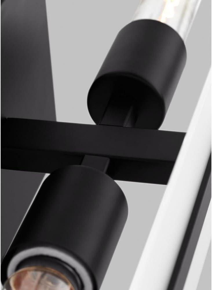 Midnight Black Steel 24" Bath Vanity Light with Satin Etched Glass Shades