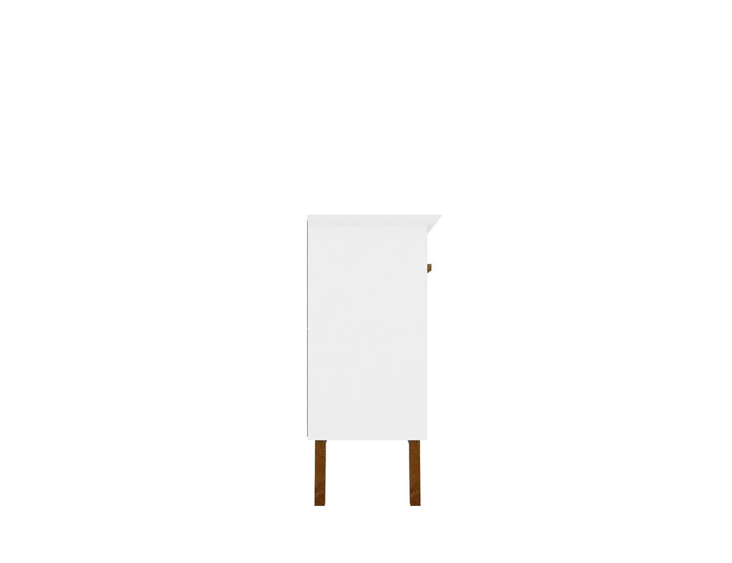 62.99" Yonkers Sideboard White - Manhattan Comfort: Mid-Century Buffet, Storage Console with 4 Doors & Fixed Shelves