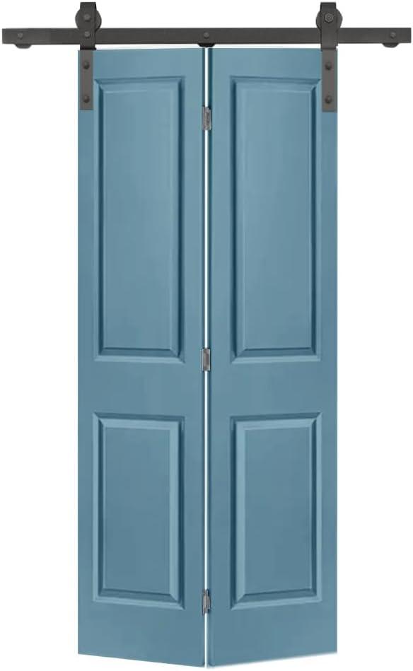 Calhome Paneled MDF Composite Bifold Barn Door with Installation Hardware Kit