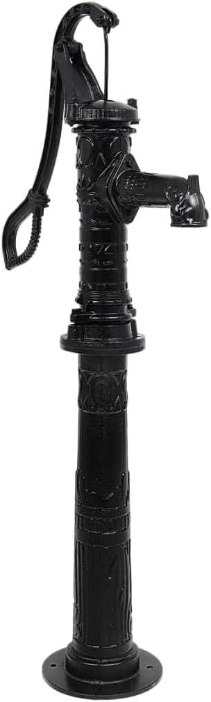 Black Cast Iron Manual Hand Water Pump with Stand for Outdoor Garden