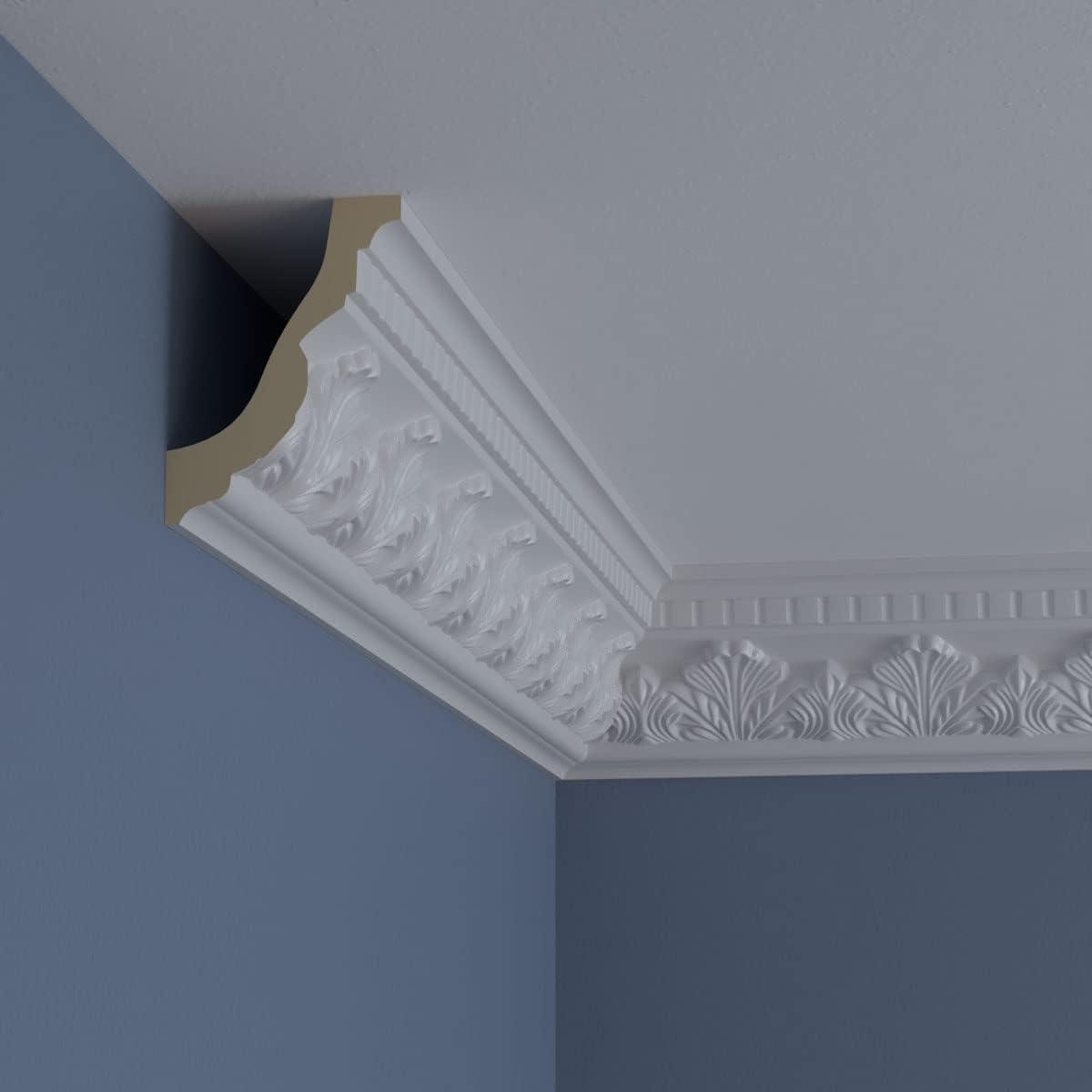 Ekena Millwork 4 1/2"H x 3 1/4"P x 5 1/2"F x 94 1/2"L Devon Crown Moulding