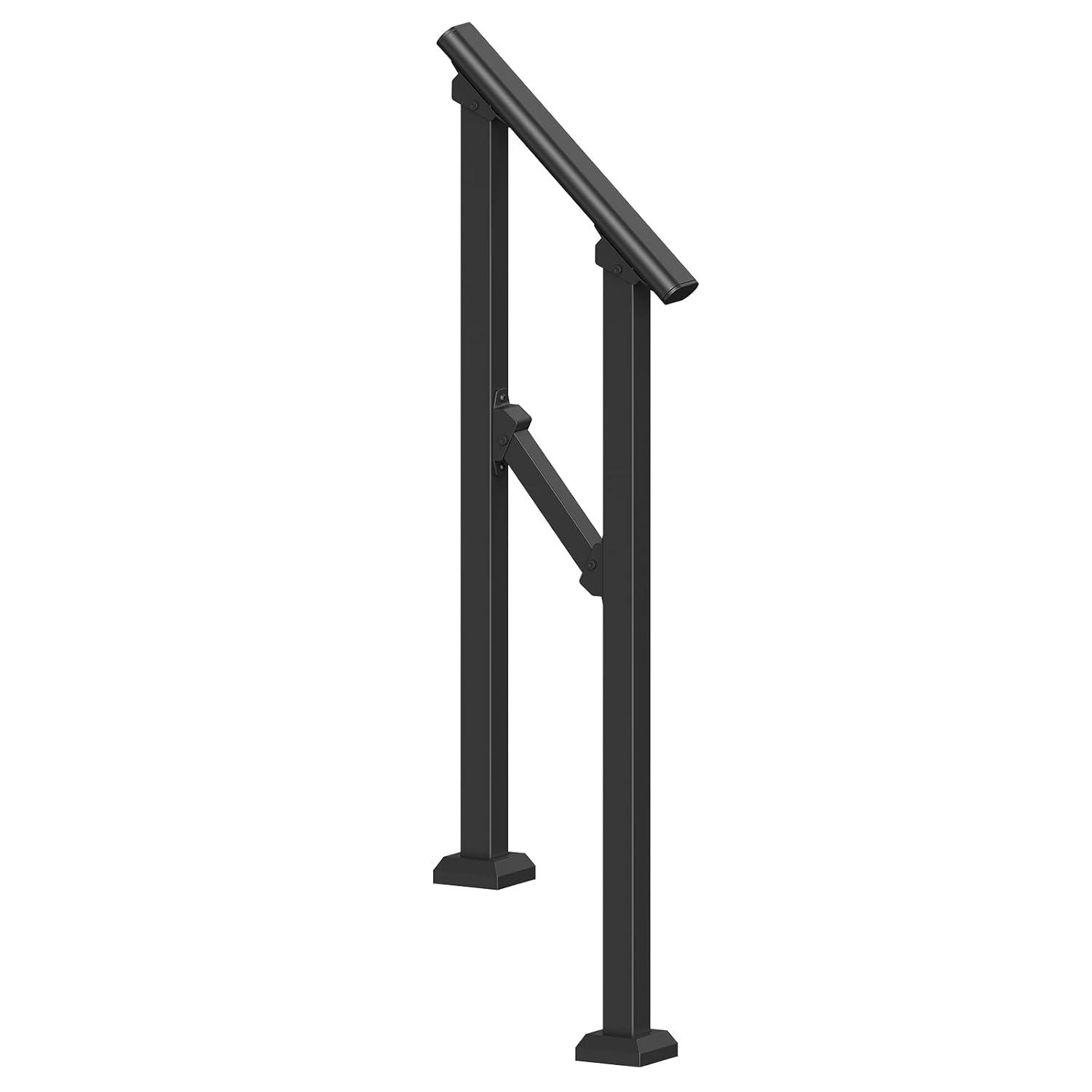VEVOR 4-5 Handrails for Outdoor for Seniors Porch Deck Black Square Tube Steel
