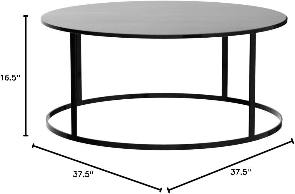 Robertson Round Metal Coffee Table Dark Brown Finish - Boraam: Mid-Century Modern, Pedestal Base, Wood & Iron