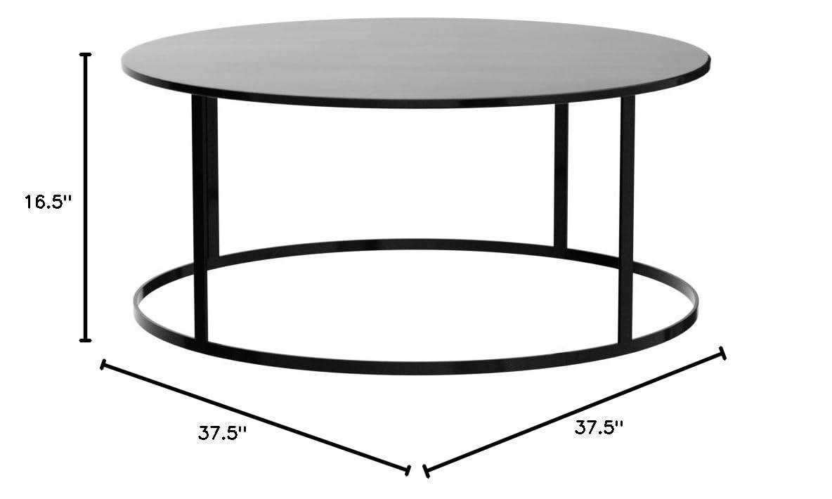 Robertson Round Metal Coffee Table Dark Brown Finish - Boraam: Mid-Century Modern, Pedestal Base, Wood & Iron