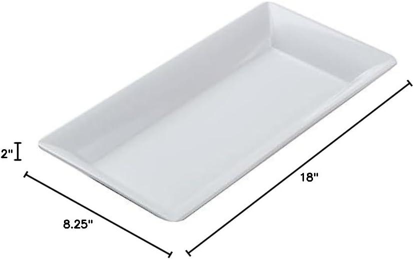 White Rectangular Melamine Tiered Serving Platter, 18"