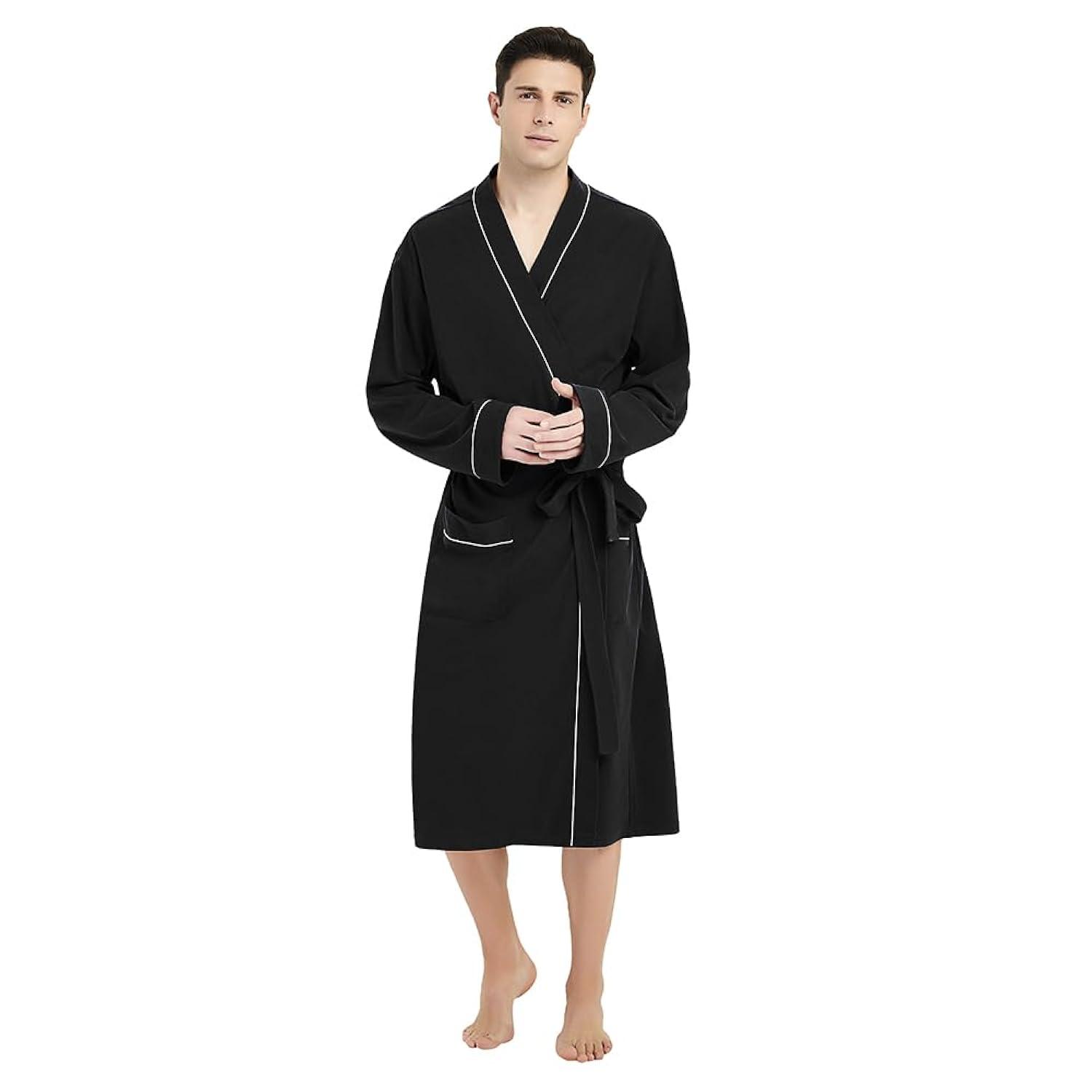 Black 2XL/3XL Cotton Blend Kimono Bathrobe