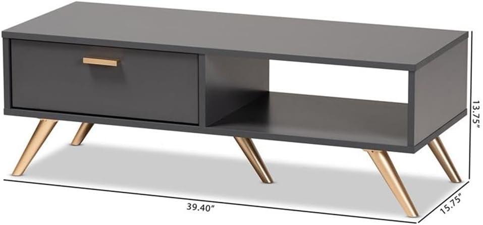 Kelson Wood Coffee Table Dark Gray/Gold - Baxton Studio