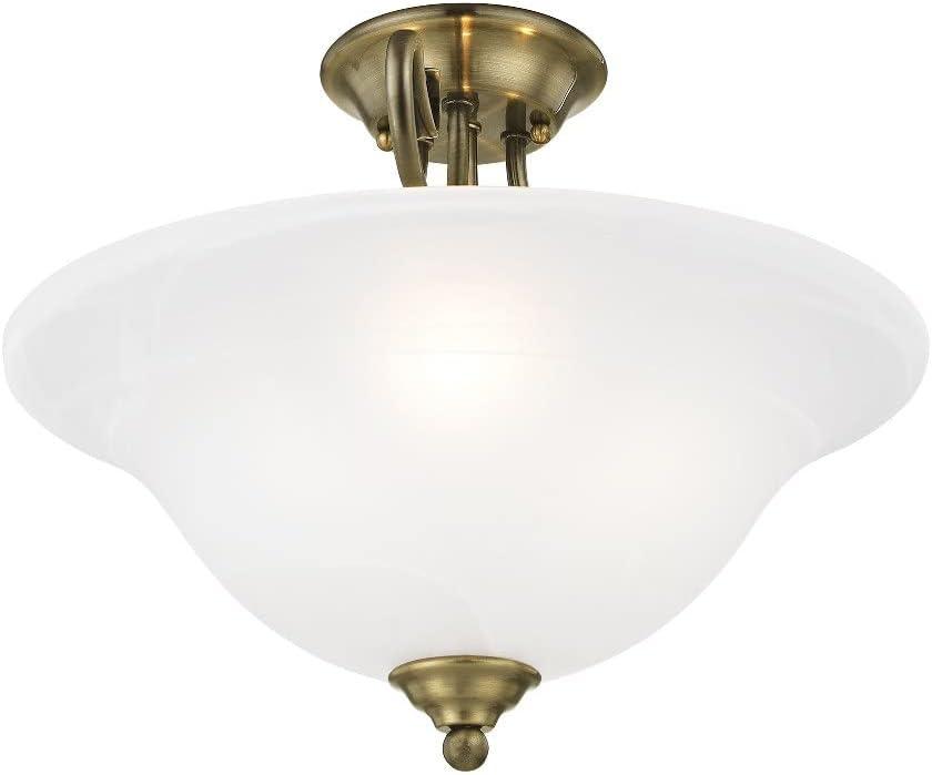 Livex Lighting Coronado 3 - Light Semi-Flush Mount in  Antique Brass