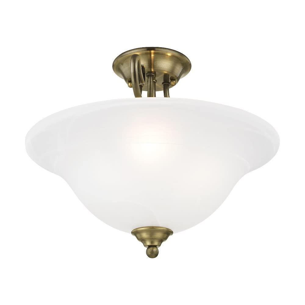 Livex Lighting Coronado 3 - Light Semi-Flush Mount in  Antique Brass