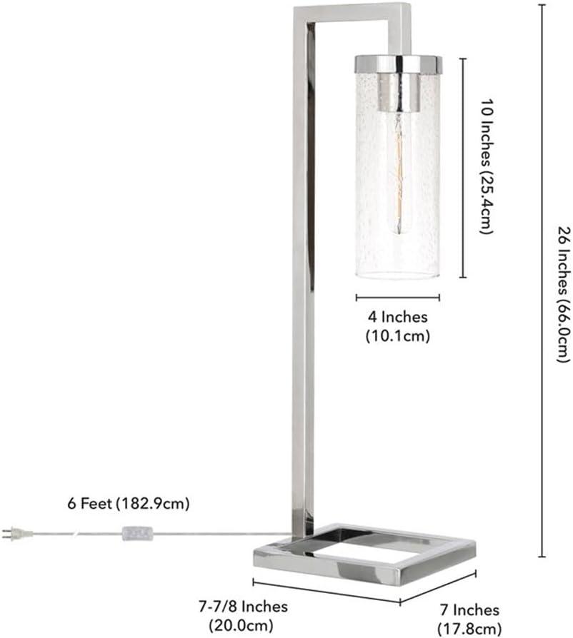 Evelyn&Zoe Modern Metal Table Lamp with Seeded Glass Shade
