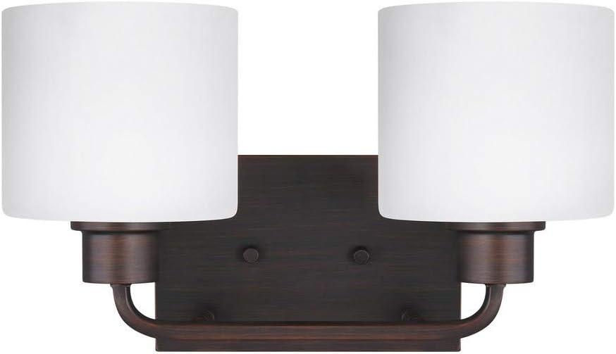 Canfield Bronze 2-Light Vanity Fixture with Etched Glass