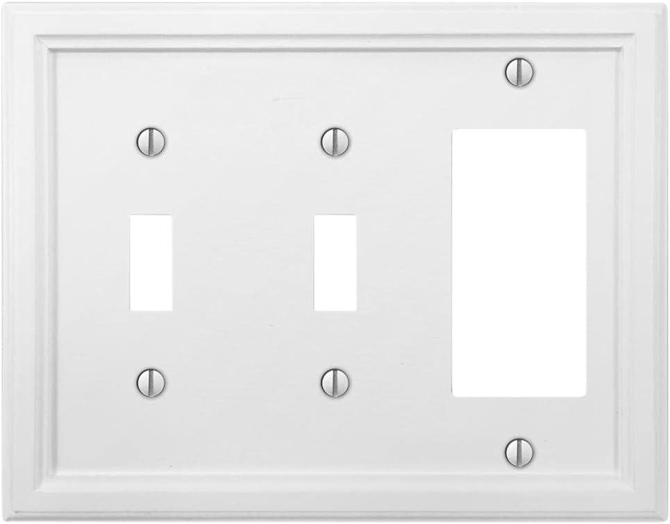 Amerelle 4052TTRW Elly Wallplate, 2 Toggle, Wood, White, 1-Pack