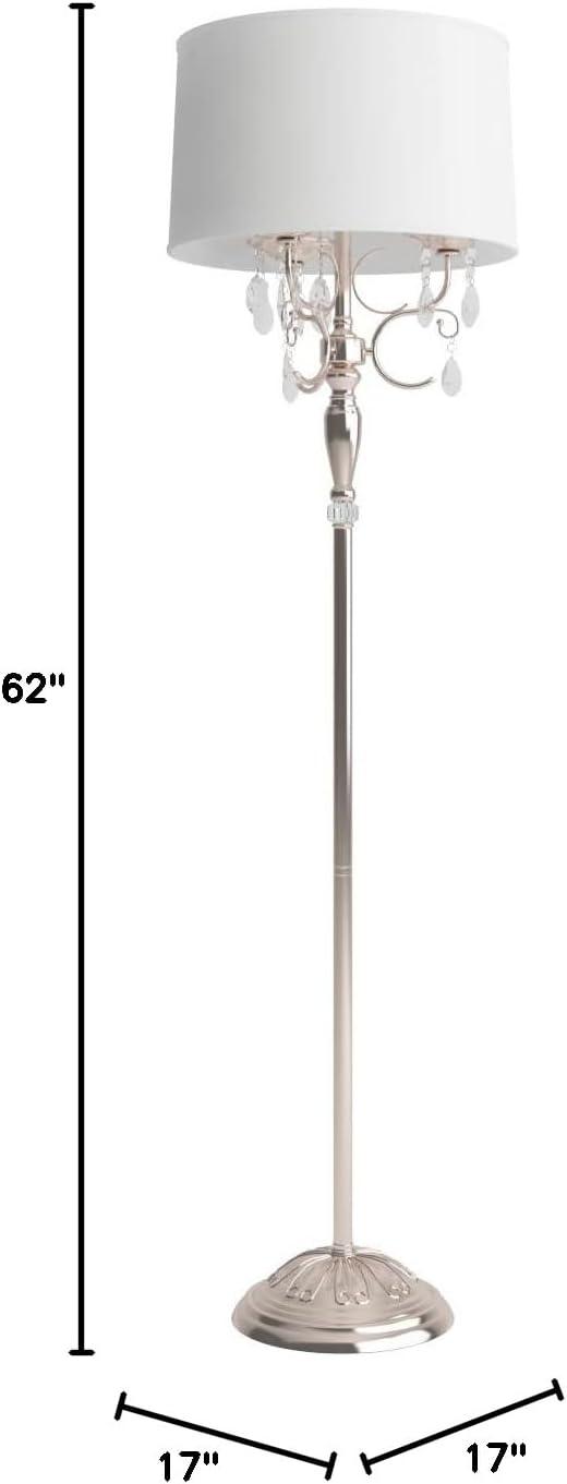 CXIAN OK-5109F OK-5109f Crystal Silver Floor Lamp, 17" x 17" x 62"