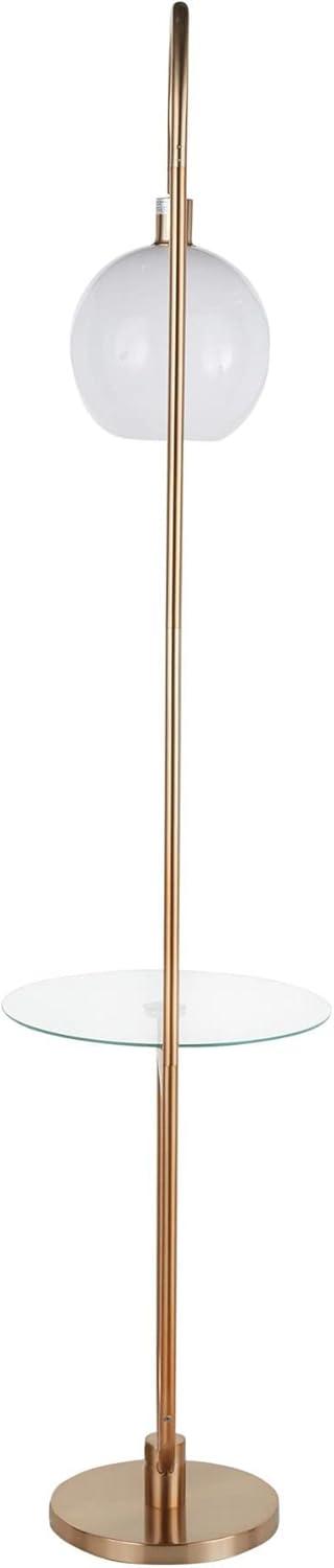 LumiSource March Contemporary Floor Lamp: Marble Base, Linen Drum Shade, UL Listed, 60W