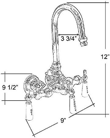 Chrome Wall Mounted Clawfoot Tub Faucet with Porcelain Handles