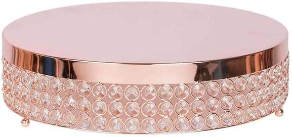 Efavormart 13" Blush/Rose Gold Crystal Beaded Metal Cake Stand Pedestal, Cupcake Display, Dessert Riser