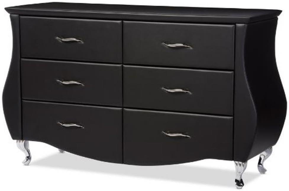 Enzo Modern and Contemporary Faux Leather 6 Drawer Dresser - Baxton Studio