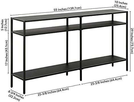 55" Black Bronze Console Table with Metal Shelves - Henn&Hart