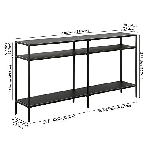 55" Black Bronze Console Table with Metal Shelves - Henn&Hart