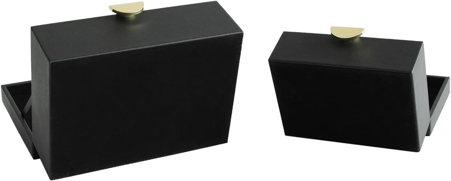 Black Faux Leather Rectangular Jewelry Storage Box Set