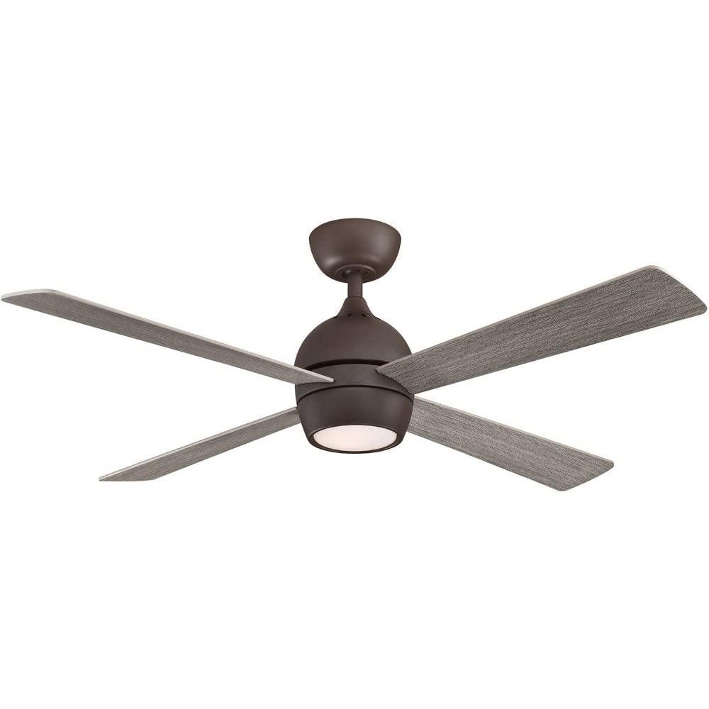 Fanimation Kwad 52 Matte Greige Ceiling Fan with Reversible Blades & LED Light Kit