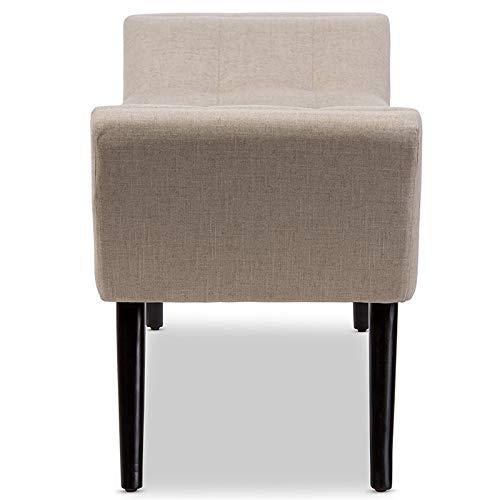 Tamblin Mid-Century Modern Retro Linen Fabric Upholstered Grid - Tufting 50" Bench - Beige - Baxton Studio: Plywood Frame, Polyester Upholstery