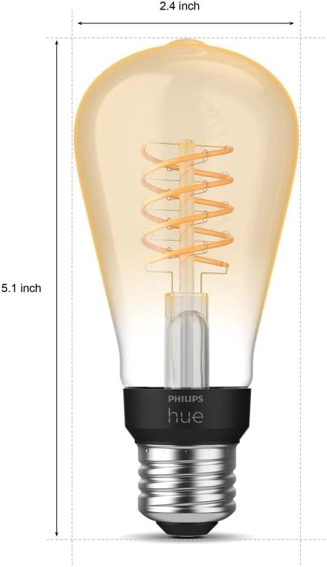 Philips Hue 571125 Dimmable Warm White Vintage Smart ST19 Edison Bulb