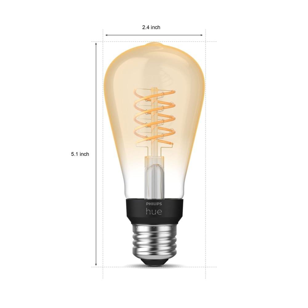 Philips Hue 571125 Dimmable Warm White Vintage Smart ST19 Edison Bulb