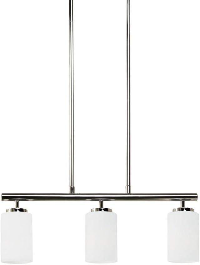Generation Lighting Oslo 3 -Light Chrome Transitional Opal glass Cylinder Medium Hanging Kitchen island light