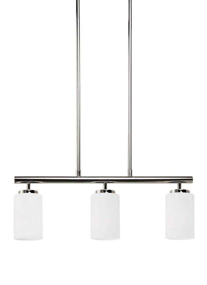 Oslo Chrome Three-Light Island Pendant with Opal Glass Shades
